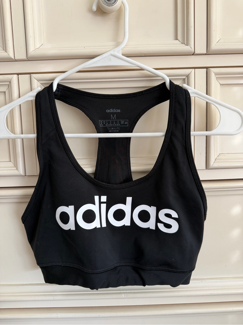 adidas Black Sports Bra with White Logo